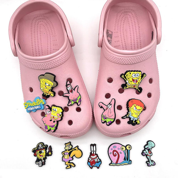 12 stk Tegneserie Spongebob Sko-Smykker Dekor For DIY Croc Clog Sandaler Tilbehør