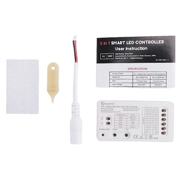 GLEDOPTO Zigbee 3.0 DC5-24V Mini 5 i 1 RGBCCT/RGBW/RGB/CCT/Lysdæmper LED Lysstrip Controller til TV