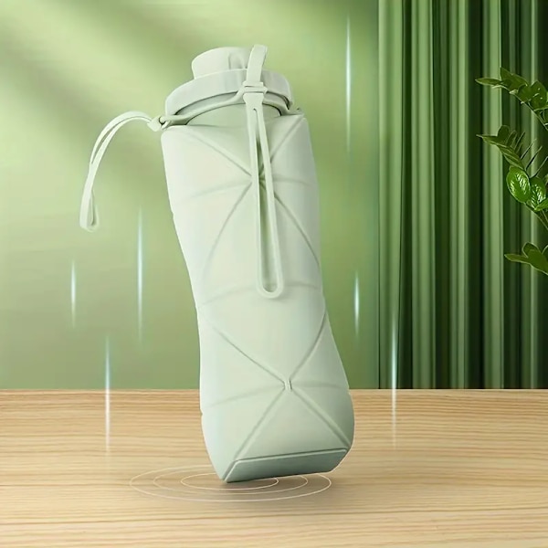 Taitettava Vedenpullo 600ml - BPA-vapaa, Kannettava, Vuotamaton - Täydellinen Ulkoiluun, Kuntosalille, Vaellukselle & Matkalle Vihreä