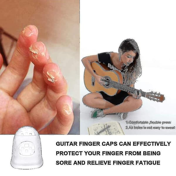 100 st Silikon Gitarr Finger Skydd, Gitarr Fingertopp