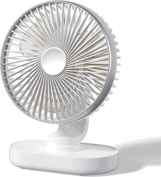 USB Bordventilator - 4 Hastigheder, Automatisk Oscillation, Oscillerende, Stille Drift, Mini Bordventilator til Kontor, Soveværelse og Hjemmearbejdsplads - Sølv