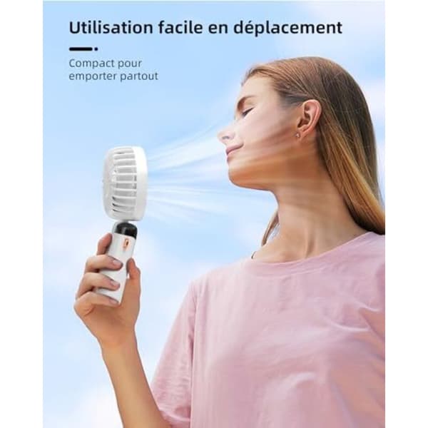 Mini bærbar USB-blæser, lille 5-trins blæser, med base. Sammenfoldelig bordblæser (hvid).
