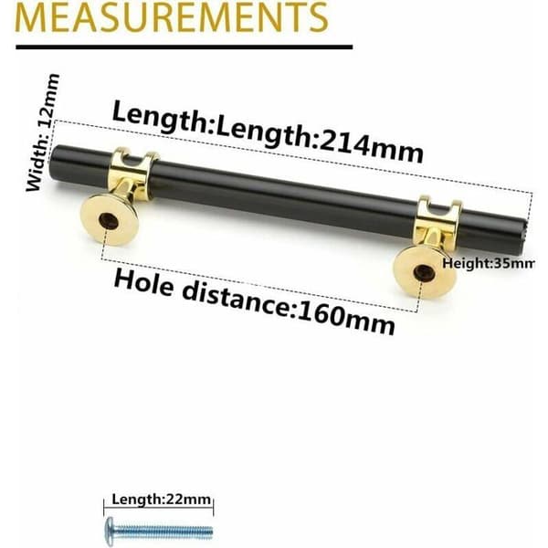 Møbelhåndtak - LARGEIGHT - Moderne Design - Sett med 2 - Sinklegering - 192 mm Gull