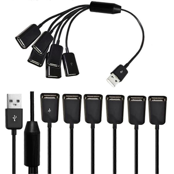 USB Forlengelseskabel 6 i 1 USB Lading Rask 3A Ladekabel Y Splitter Kabel USB Mann til USB Hunn