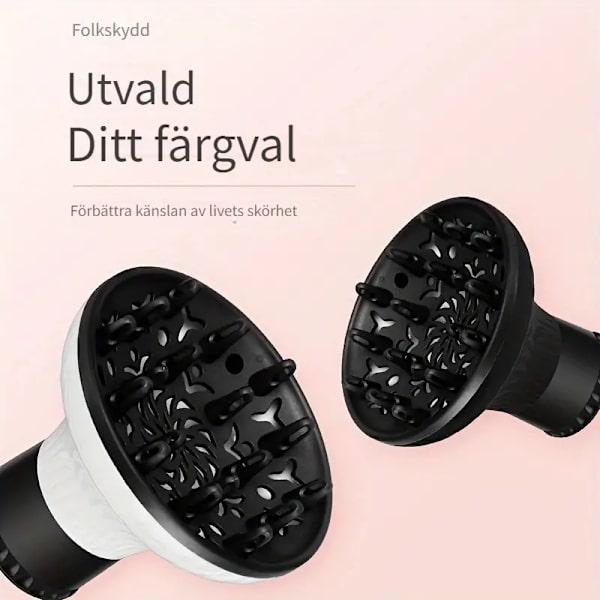 Universaali tuulilasin hiustenkuivaajan kiinnitys kiharoiden parantamiseen - Hajuton kiharahiustenkuivaaja 3,8-6 cm halkaisijalla, musta