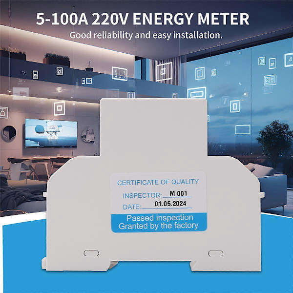 5-100A 220V Energimätare Enfas RS485 MODBUS Protokoll LCD Bakgrundsbelyst Display DIN-skena Wattmätare