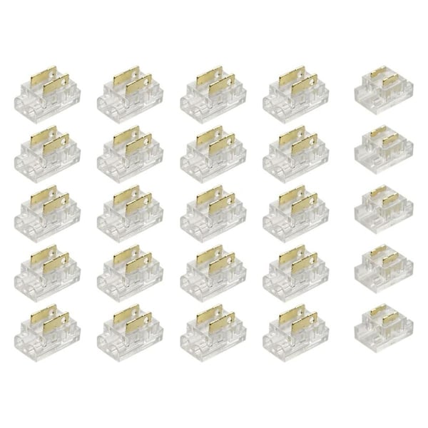 25PCS 2-Pin 5mm COB LED Strip Connector Kit for Strip-To-Wire and Strip-To-Strip Joints on 5V-24V DC LED Light Strip