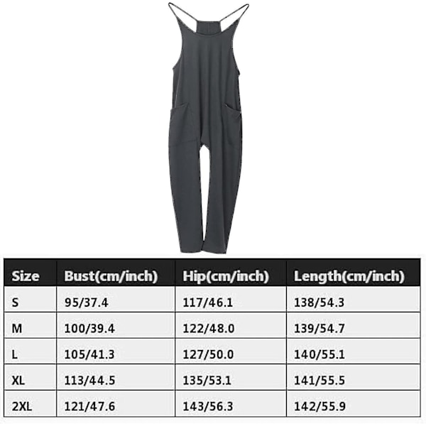 Løse Jumpsuits til Kvinder - Kvinder Overalls Jumpsuits med Lommer | Oversize Ærmeløse Jumpsuits med Spaghettistropper Rompers til Kvinder