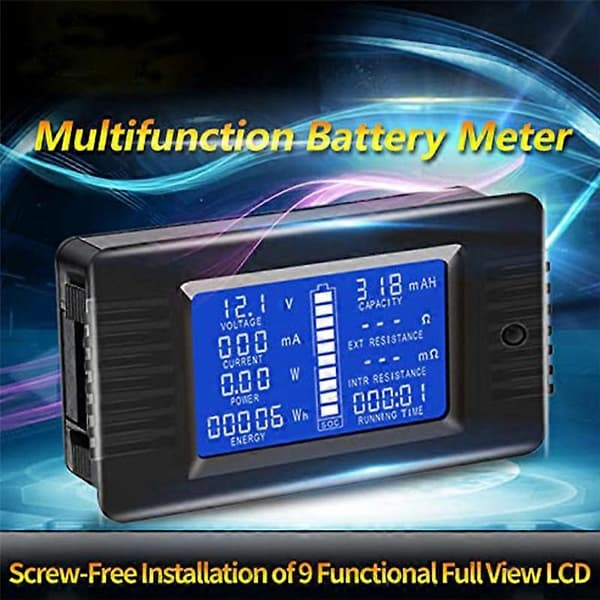 DC Batterimonitor Strømmåler Amperemeter Digital DC 0-200V Shunt 100A Multimeter, Meter Voltmeter Capa