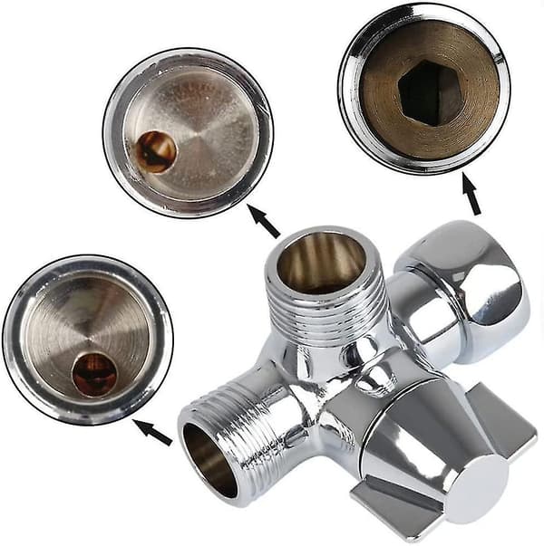 3-veis Dusj Diverter Ventil G1/2i, 3-veis Diverter Ventil Bryter For Multifunksjons Dusj Vannseparator Adapter Dusj Tilbehør