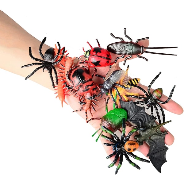 Diverse verklighetstrogna insekter - Barn Biologi Vetenskap Stamleksaker Present - Gummi Realistiska insektsmodeller