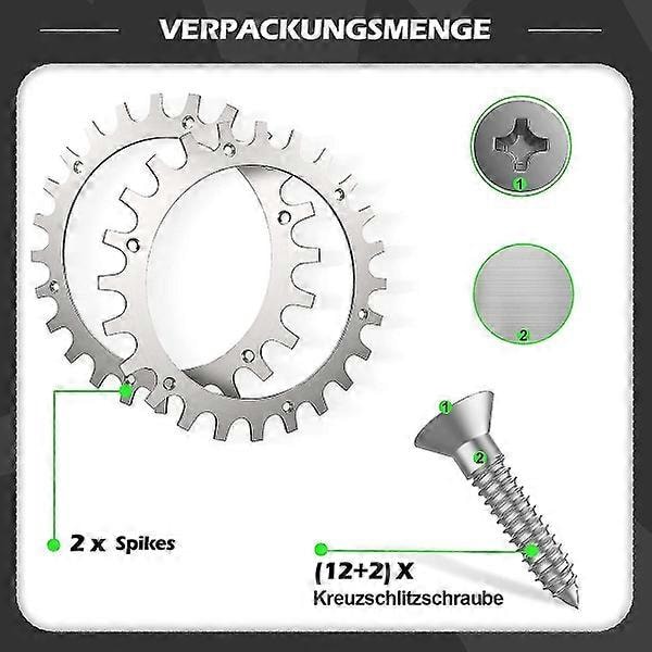 2 x premium rostfria spikar för Worx S/m-modell, 2 x rostfria skruvspikar Traction Enhancer, robotgräsklippare Hjulstorlek 205 mm (FMY)