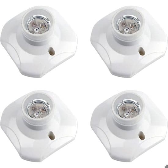 E27-socklar - LARGEIGHT - 4-pack - Vit plast - För LED-lampor - AC 220-240V