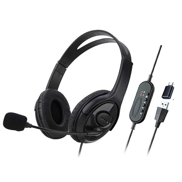 Kablet USB-headset Datamaskin Undervisning Telefon Headset med Mikrofon Type-C Egnet for Zoom Skype
