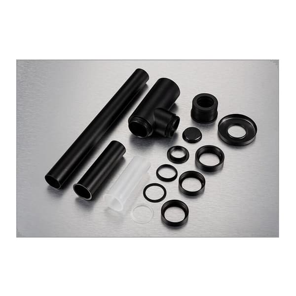 Universal sort vaskesifonrør, vaskesifon i rustfrit stål, 1 1/4 x 32 mm, mat sort
