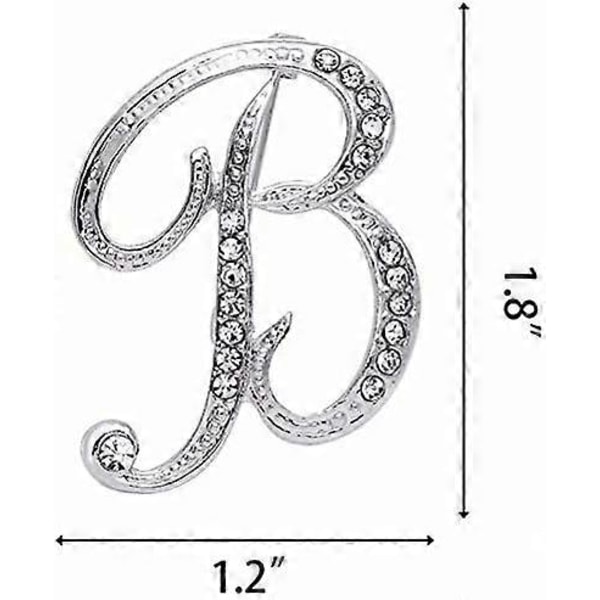 Bokstav B Brosje Pins Initial Rhinestone Brosje for Kvinner Gave Smykker Sølvfarget