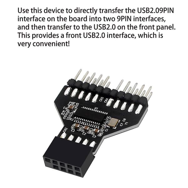 1 til 2 9-pins USB Hub USB 2.0-stik USB2.0 9-pins Interface Header Splitter