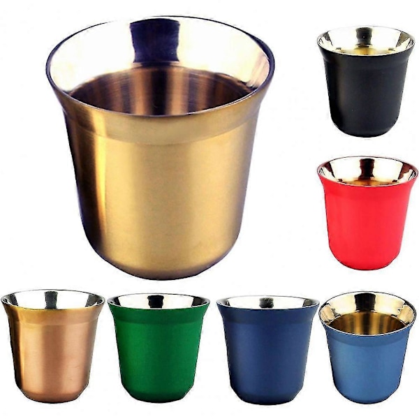 80ml Dubbelväggig Espresso Kopp i Rostfritt Stål Isolering Nespresso Pixie Kaffekopp Kapselform Söt Termokopp Kaffemuggar