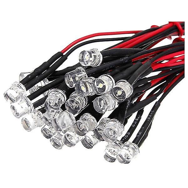 20cm 12V kabelforbundet LED-kabeldragning Led Lot Størrelse: 5mm Flat Topp Farge: rød Antall: 10 stk