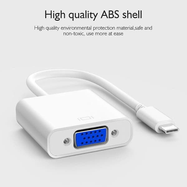 Usb C til Vga Adapter, Type C til Vga Adapter Kompatibel til Pro 2016/2017/2018, Air/ Pro 2018, Book 2, Chromebook Pixel/ Xp