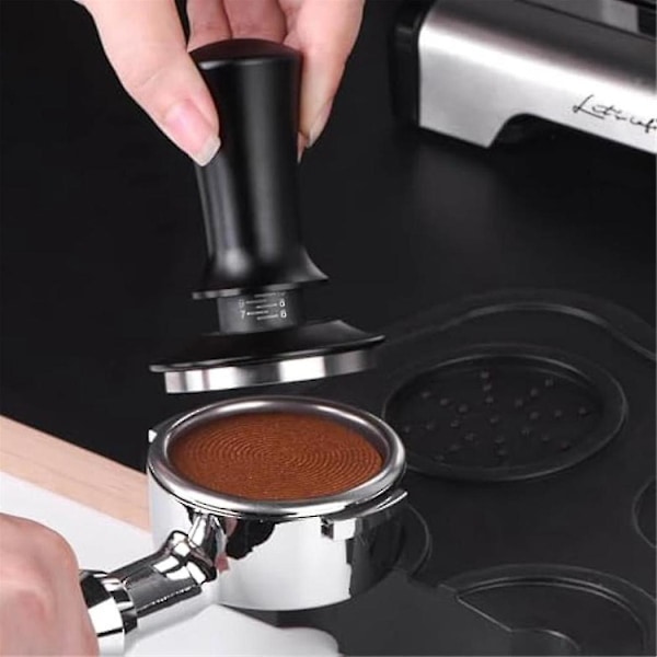 Espressotamp, kaffetamp för espressomaskin, djupjusterbar espressotamp laddad tamp, handtamper 53mm