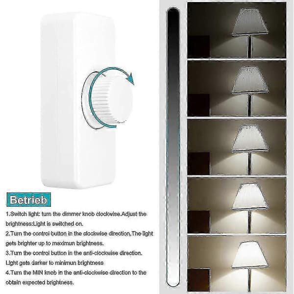 Inline LED Dimmerbryter, Innebygd På/Av og Knottkontroll Dimmer For Dimbare