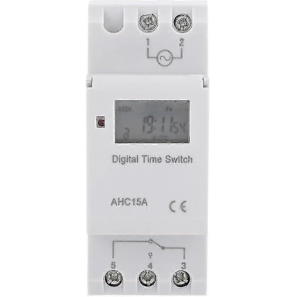 Digitaalinen ajastin, LCD-näyttö Viikoittain ohjelmoitava elektroninen releaika-kytkin 15a (220v)