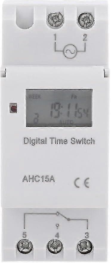 Digital Timer, LCD-skjerm Ukentlig Programmerbar Elektronisk Relé Tidbryter 15A (220V)