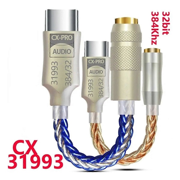 CX31993 HiFi DAC Typ C till 3,5 mm Hörlursförstärkare Ljuddekoder IEM AMP Mobiltelefonadapter B