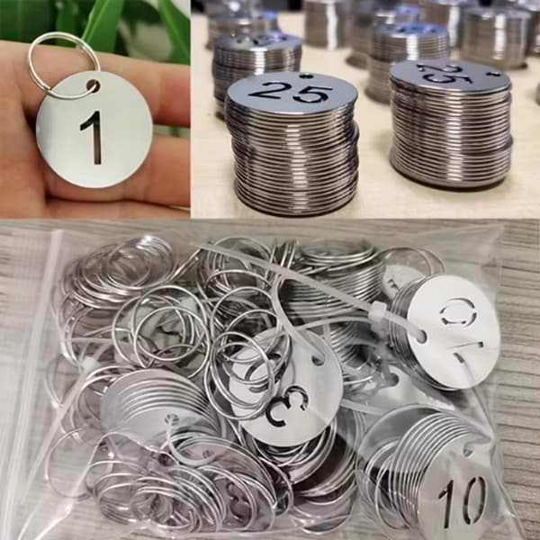 60x Nøgleringe i rustfrit stål (1 til 60) med runde ringe - Holdbar og organiseret nøglehåndtering - 23mm