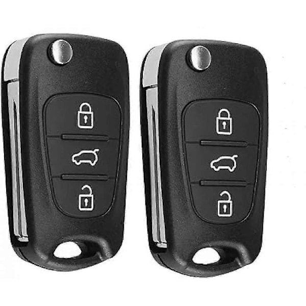 2 stycken ersättningsfodral för bilnyckel, kompatibla med Hyundai i30 i35 i10 i20 iX20 iX35 och Kia Cee'd Soul Sportage Venga 3-knappars fjärrkontrollnyckelfodral