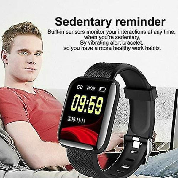Vattentät Smartwatch Med Pulsmätare & Blodtrycksdisplay, Fitness Tracker Smartwatch 116 Plus Färgskärm - Blå