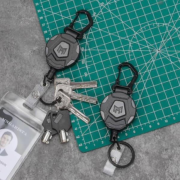 2-pack infällbara nyckelringar, kraftig karbinhake, taktisk ID-brickhållare med 31,5\" infällbar ståltråd, 227 g