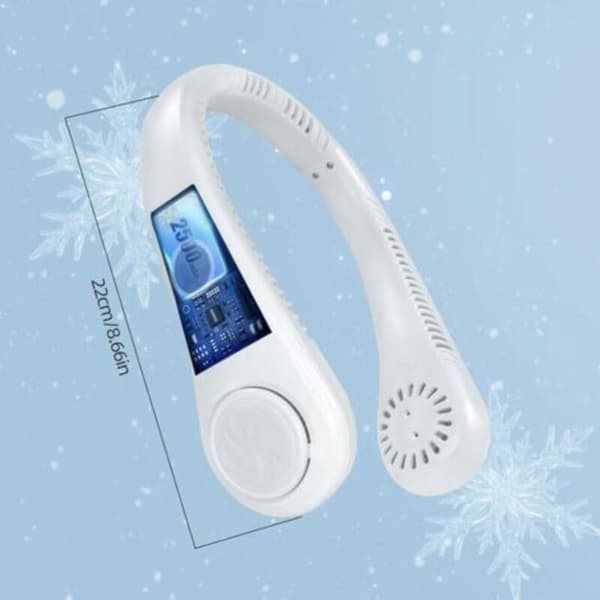 Halsventilator. Mini bærbar ventilator. 5 hastigheder. Genopladeligt batteri. USB-ventilator (hvid).