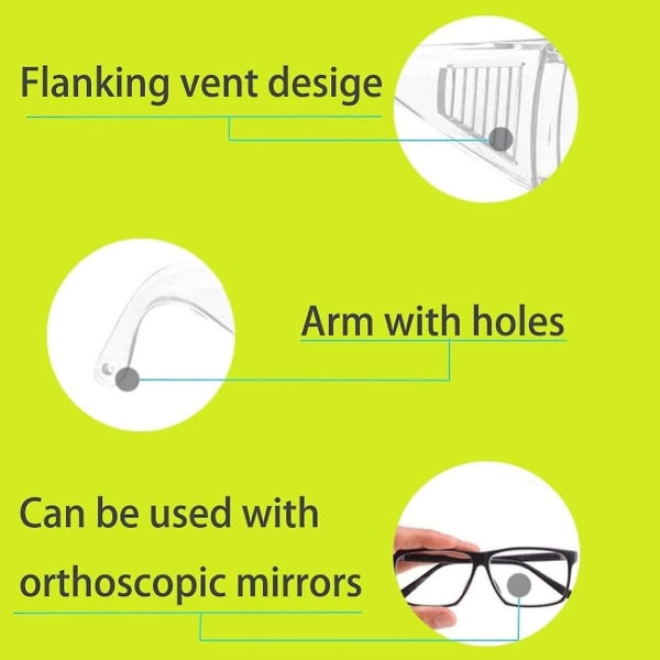 Skyddsglasögon, överglasögon, genomskinliga och anti-dimma skyddsglasögon - ögon för laboratorie-, kemikalie- och arbetsplatssäkerhet (transparent)