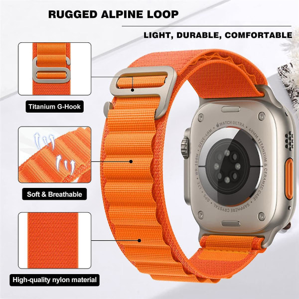 5 kpl rannekkeita Watch Ultra -kellolle, 49 mm, 45 mm, 44 mm, 42 mm, Trail Loop -nylonurheiluranneke sarjoille