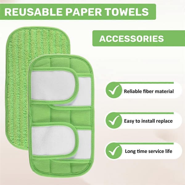 2 STK Våd/Tør Flad Moppeklud Mikrofiber Gulvmoppe Erstatning til Swiffer Sweeper Maskinvaskbar Ea