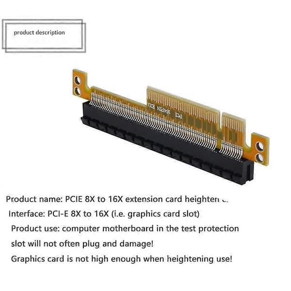 PCI-E Express 8X til 16X Utvidelseskort Adapter Hann til Hunn Forlengelse