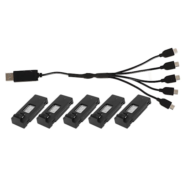 5 st 3,7V 1800mah drönarbatterier i litium - Fjärrkontrollerade flygplansmodeller Tillbehör med laddningskabel