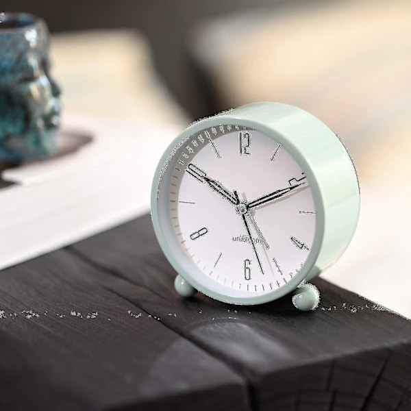 Tyst väckarklocka - Analog väckarklocka utan tickande ljud med varmt ljus - Minimalistisk rund -gt