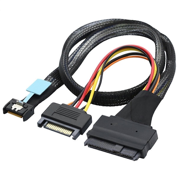 Gen5 MCIO Slimline SFF-8654 4I till SAS 8639 U.2 Adapterkabel + 15P SATA Strömkabel Konverteringssladd C