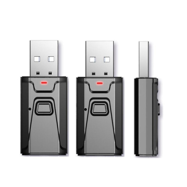2 stk Bluetooth 5.0 Sender/Mottaker 4-i-1 Trådløs Lyd 3,5 mm USB Aux Adapter