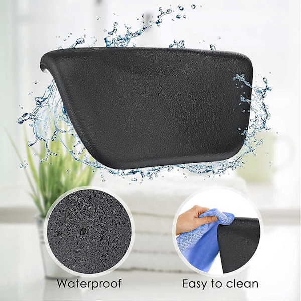 PIAO Badkudde, Snygg PU Badkudde med Sugkoppar, Nackkudde Huvudstöd för Badkar Spa Whirlpool, Ergonomiskt Huvudstöd Huvud, Nacke, Rygg och Axlar