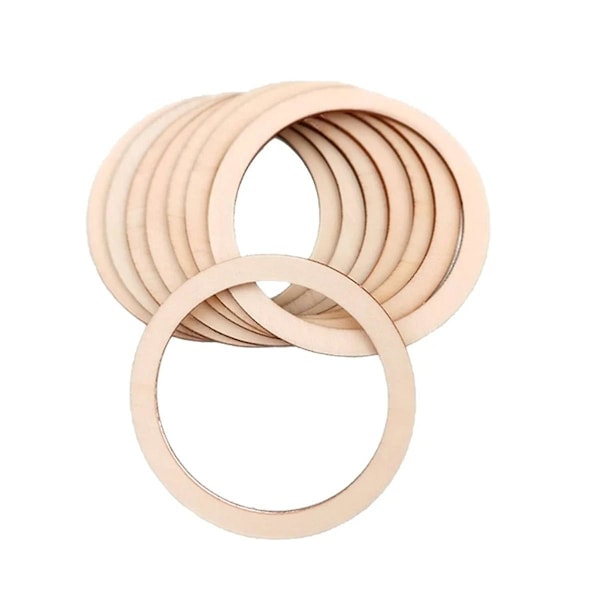 100PCS 6cm Unfinished Wood Flat Rings Circle for DIY Craft, Ring Pendant and Connectors Jewelry Mak