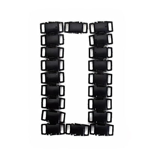 50 stk Holdbare Hardplast Sideutløsningsbeslag for Webbing / Hundekrage / Paracord Armbånd (svart)