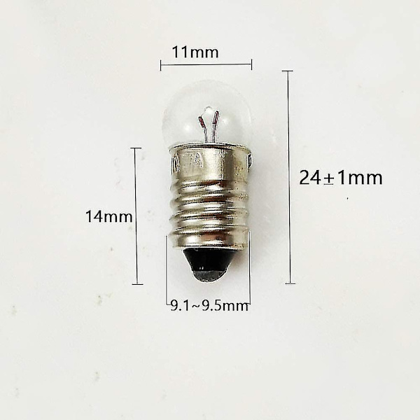 10 kpl Mini-lamppuja E10-kierteellä taskulampulle, 2,5 V 0,3 A