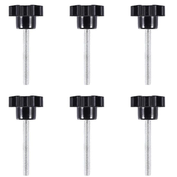 6 stk M6 x 50 mm låsende stjerneformet plastikkhode hann-gjengeknappgrep
