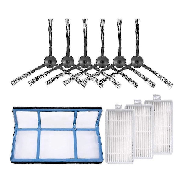 Reservedeler for Ilife V3 V3s V5 V5s V5s Pro robotstøvsuger, 1x primærfilter + 3x filtre + 6x Si