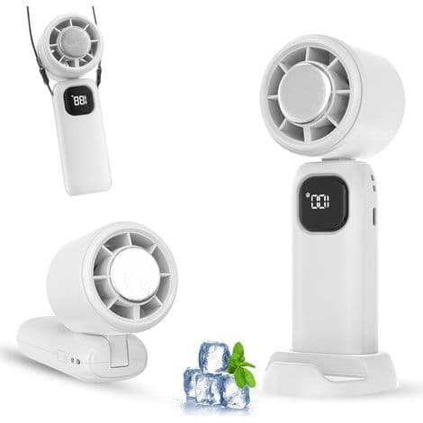 USB genopladelig bærbar ventilator. Mini bærbar ventilator. 5 blæserhastigheder. Sammenklappeligt design med stativ.