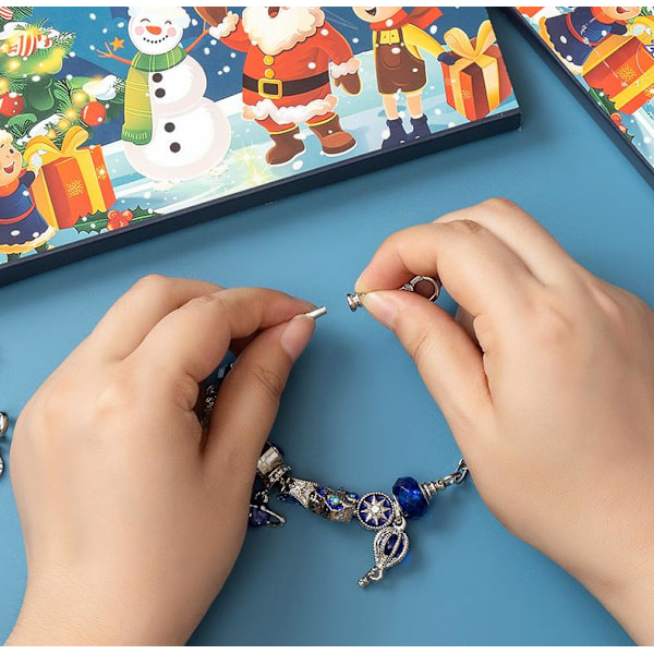 Adventskalender 2024 Smycken Adventskalender DIY Armbandsset Ring Örhängen Smyckekalender Julkalender - Style R9
